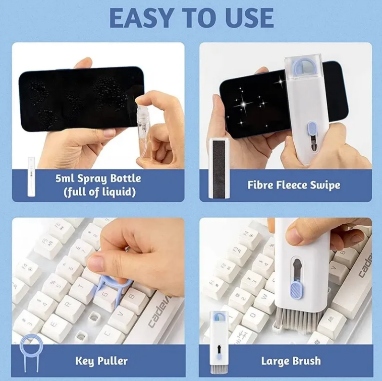Kit de Curățare 7-în-1 Multifuncțional pentru Dispozitive Electronice-telefon, casti, tastatura, tableta, smartwatch