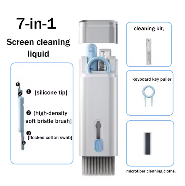 Kit de Curățare 7-în-1 Multifuncțional pentru Dispozitive Electronice-telefon, casti, tastatura, tableta, smartwatch