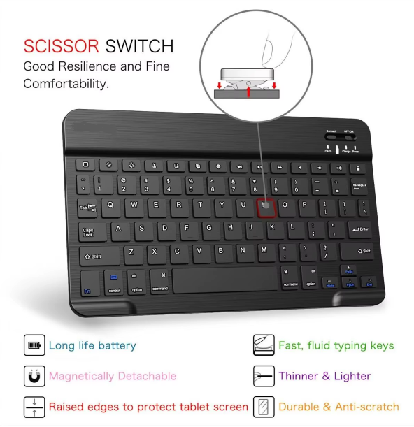 Tastatura Bluetooth Slim Portabila Android/iOS/Windows,10', Alba