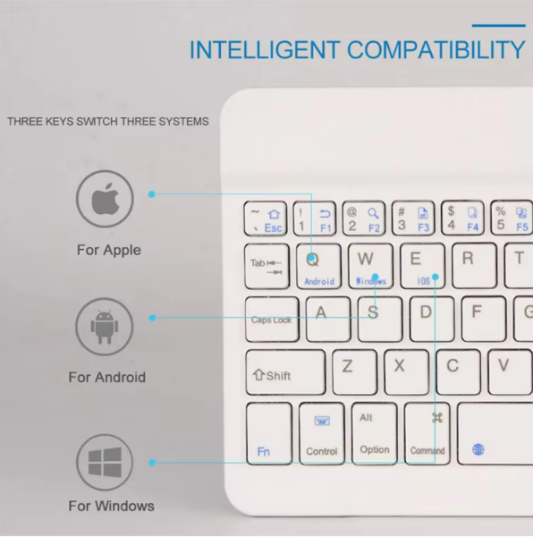 Tastatura Bluetooth Slim Portabila Android/iOS/Windows,10', Alba